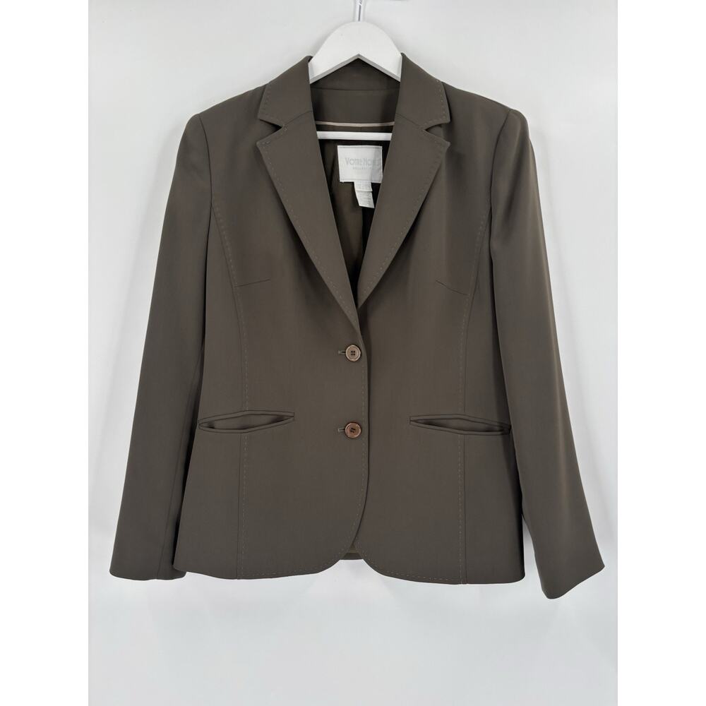 Votre Nom Blazer Jacket Womens 10 Green Single Breasted Pockets Career Casual